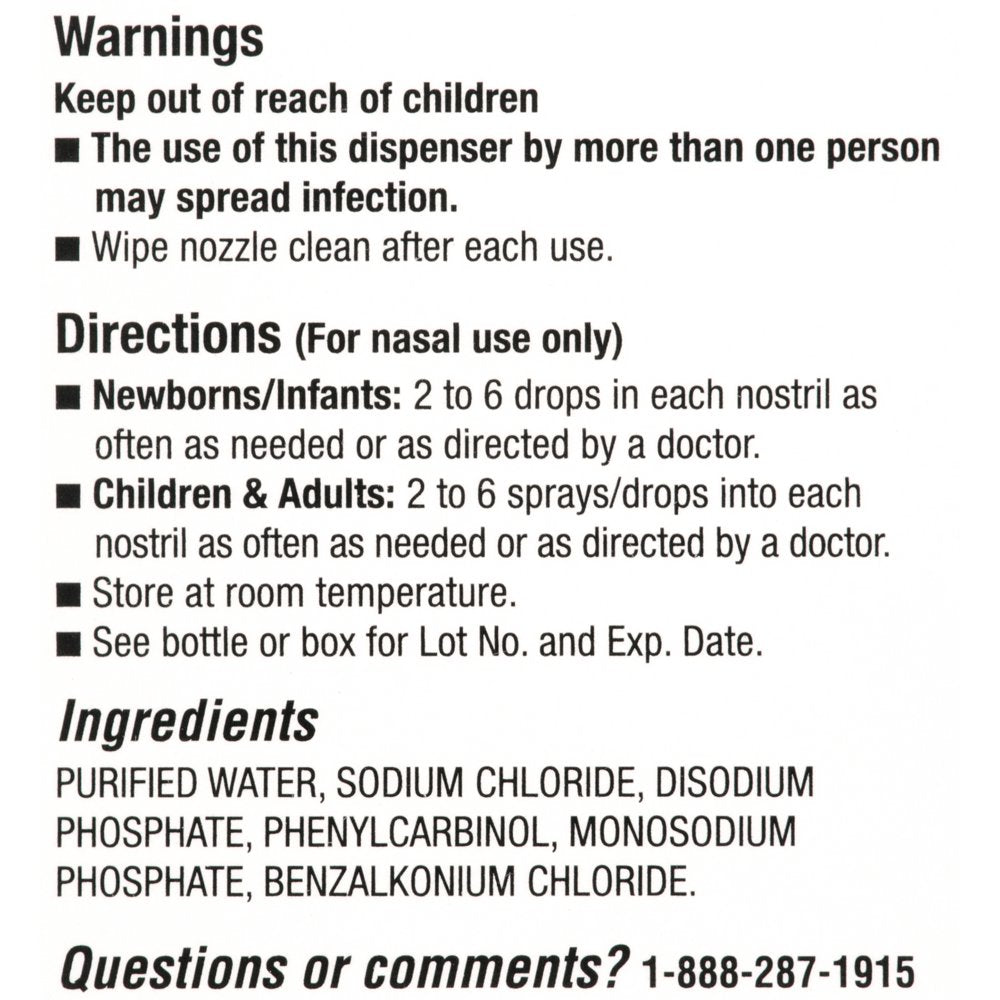 Equate Infants' Drug and Alcohol Free Saline Spray/Drops, All Ages, 1 Fl Oz