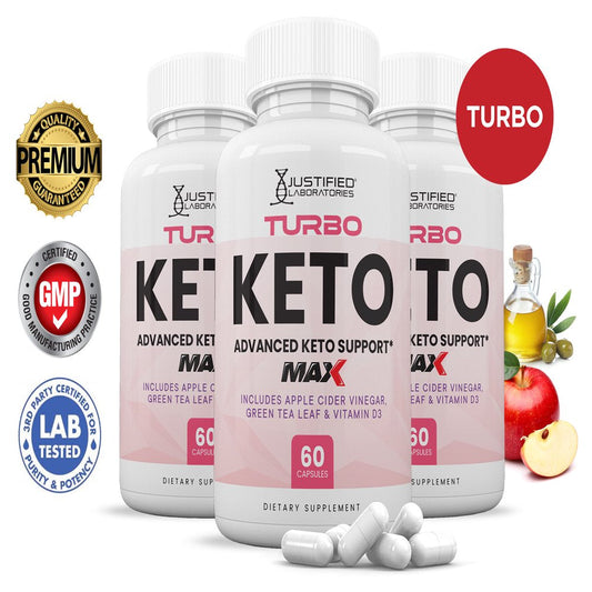 (3 Pack) Turbo Keto ACV MAX Pills 1675Mg Alternative to Gummies Dietary Supplement 180 Capsules