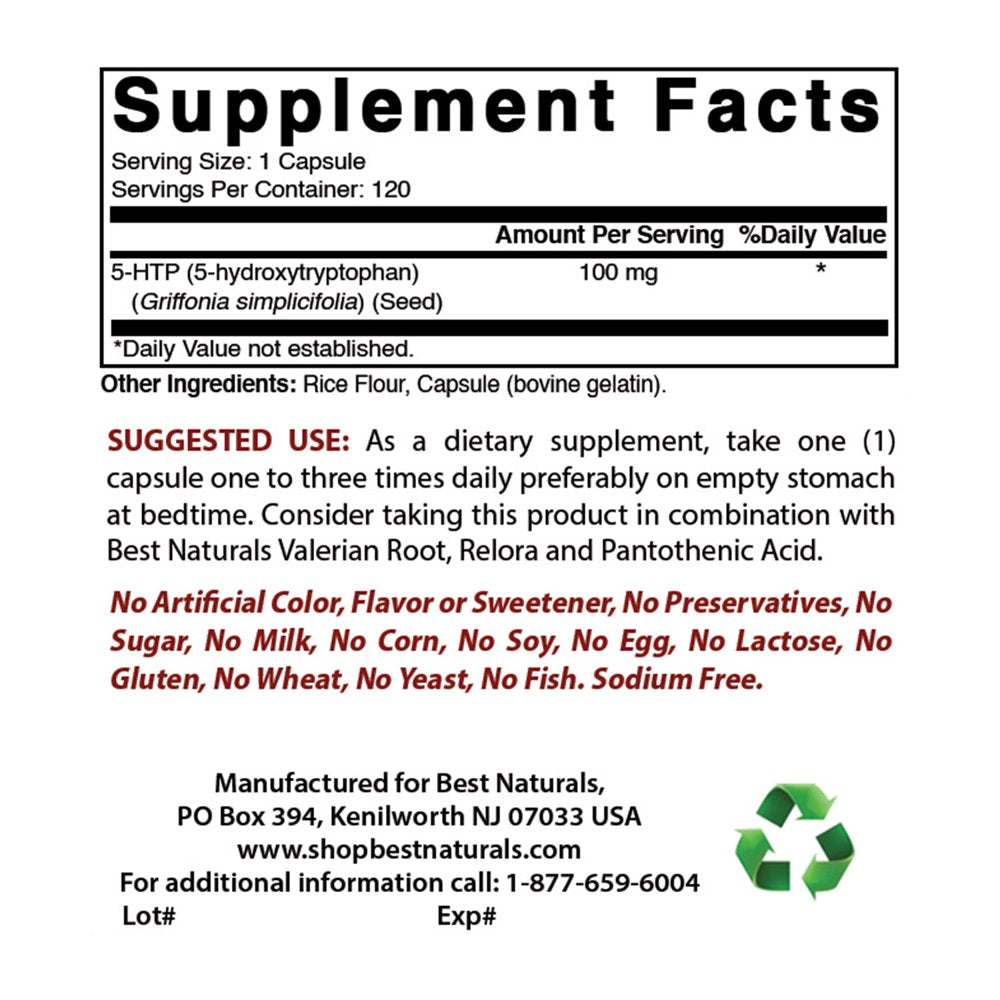Best Naturals 5-HTP 100 Mg 120 Capsules