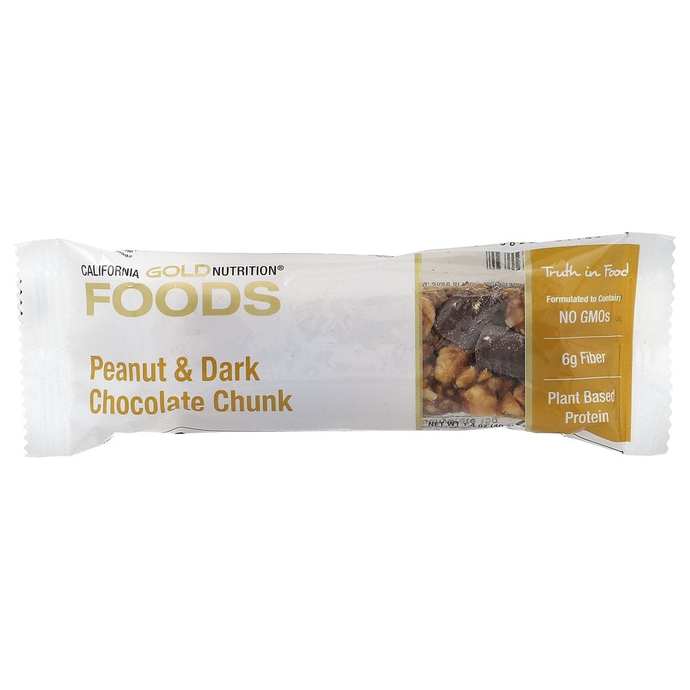 California Gold Nutrition FOODS, Peanut & Dark Chocolate Chunk Bars , 12 Bars, 1.4 Oz (40 G) Each