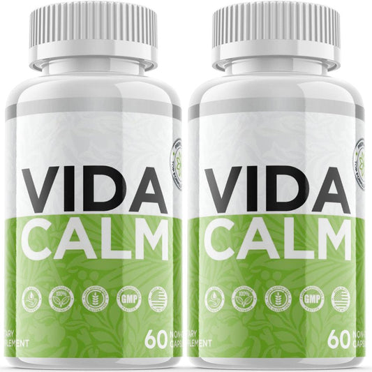 (2 Pack) Vida Calm - Dietary Supplement for Focus, Memory, Clarity, Energy, Improved Sleep, Calm and Relax Mind - Advanced Cognitive Formula for Maximum Strength - 120 Capsules - Nutricity.com.au
