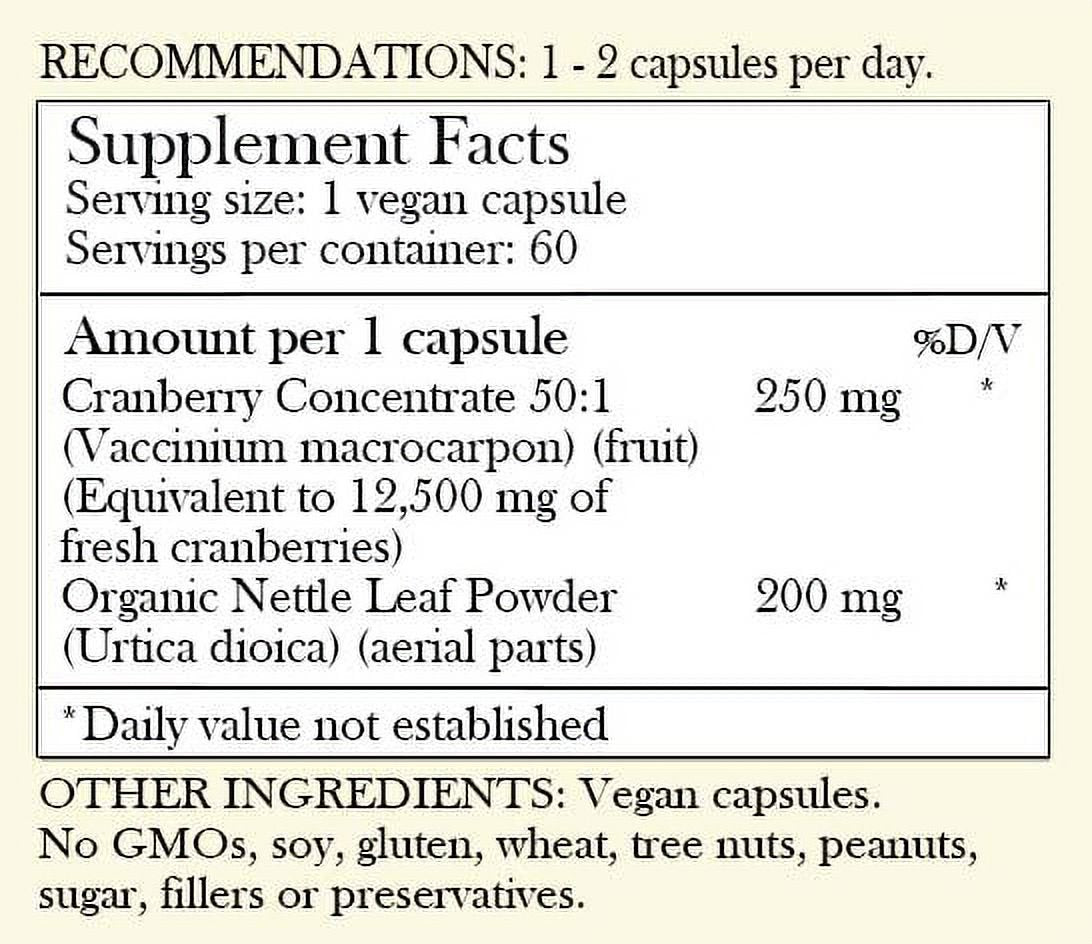 Cranberry Pills with Organic Nettle by Herbal Roots | Urinary Tract Health | One Size, Natural