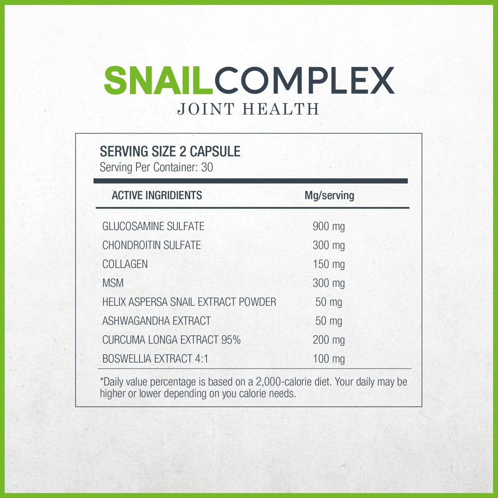 VITASEI Snail Complex Collagen Joint Support Supplement for Women & Men, Supports Mobility & Flexibility, Organic Dietary MSM Supplement, Non-Gmo, Gluten-Free - 60 Pills (Pack of 3)