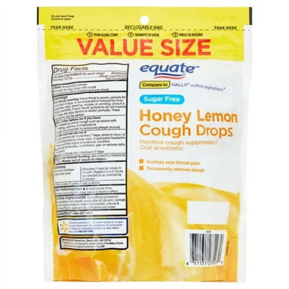 Equate Sugar Free Honey Lemon Cough Drops, 140 Count