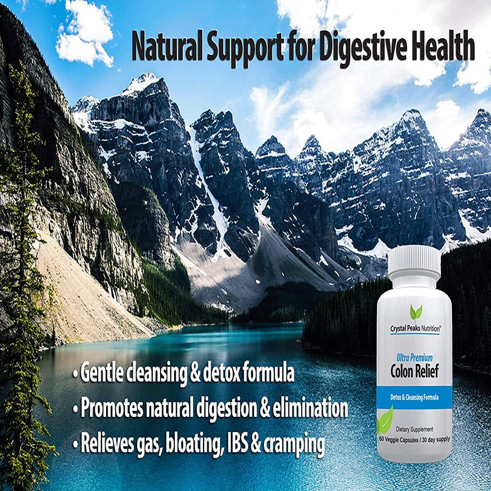 Crystal Peaks Nutrition Colon Cleanser Capsules for Constipation Relief and Weight Loss - Extra Strength Detox Pills Promote Regularity & Healthy Digestion for Relief from Gas and Bloating Discomfort