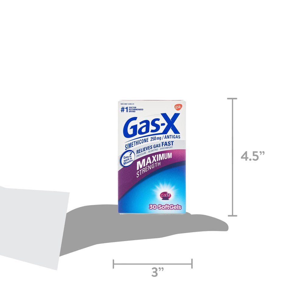 Gas-X Maximum Strength Simethicone Medicine for Fast Gas Relief Softgels, 30 Count