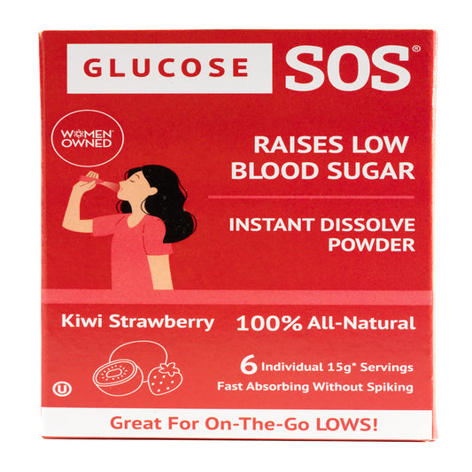 Glucose SOS, Instant Dissolve Glucose Tablet Alternative for Blood Sugar Recovery, Kiwi Strawberry 6 Count