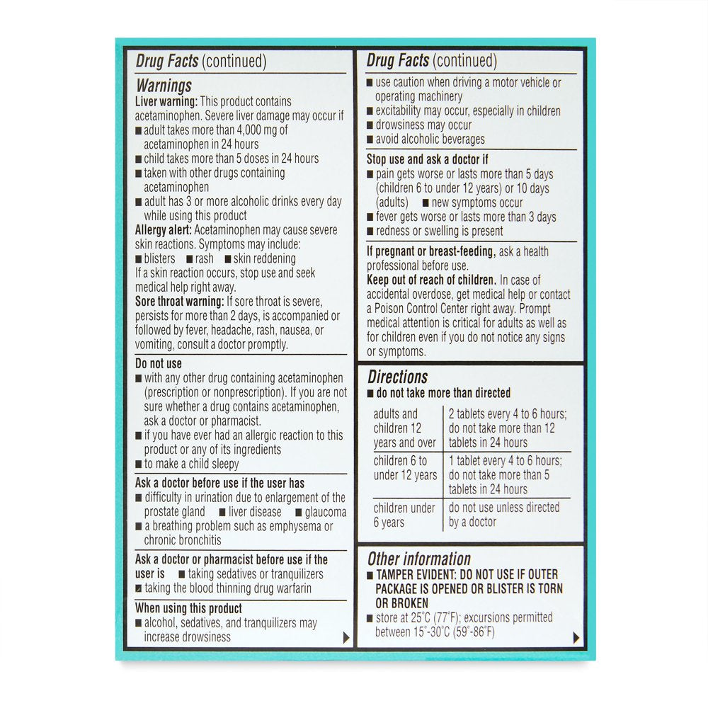 Equate Decongestant-Free Cold & Flu HBP Tablets, 20Ct