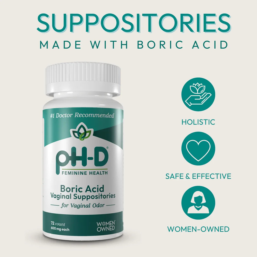 Ph-D Feminine Health, Boric Acid Vaginal Suppositories, 72 Count