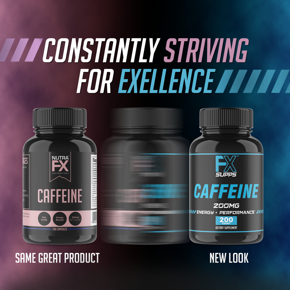 FX Supps Caffeine Pills for Energy, Focus, and Mental Clarity, 200Mg per Serving, 200 Capsules