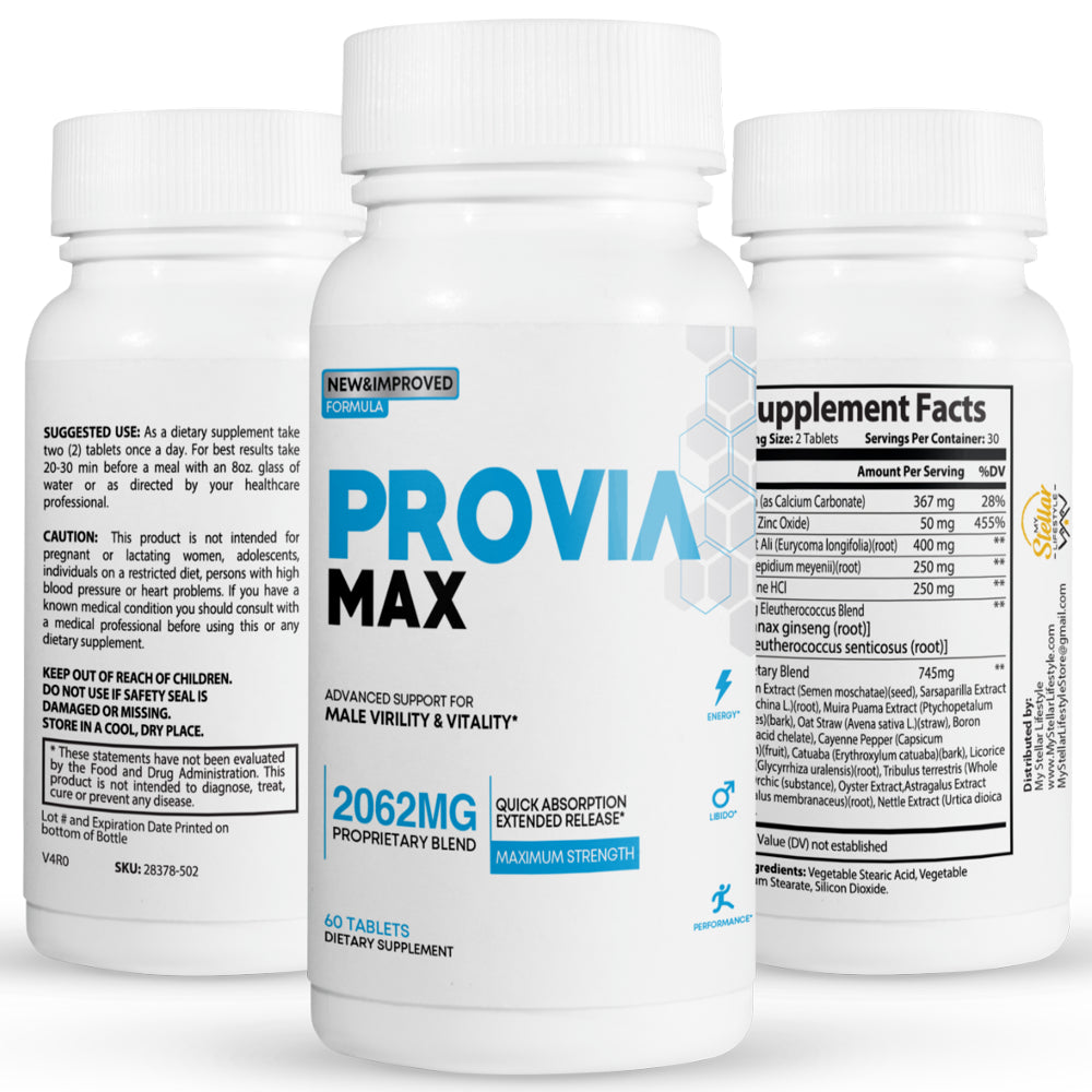 Provia Max Male Virility and Vitality Support Enhancement - 60 Tablets