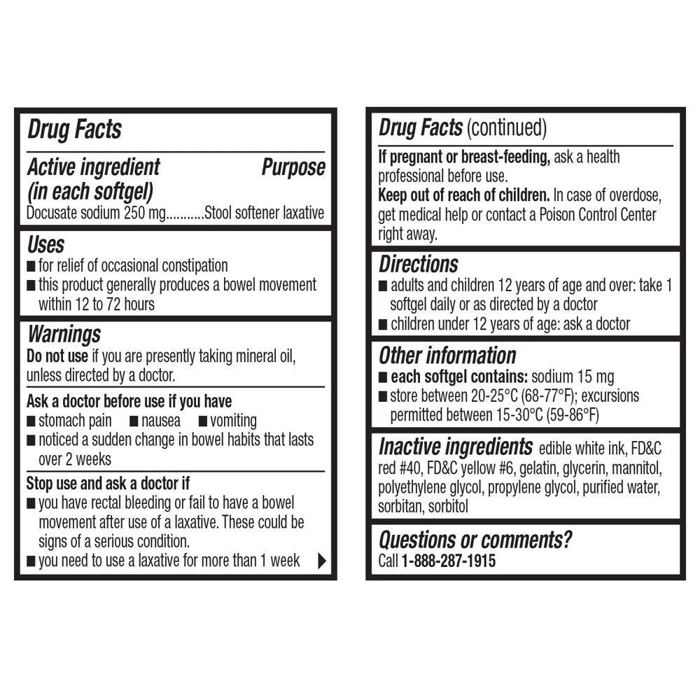 Equate Stool Softener Laxative Softgels for Constipation, 100 Mg, 140 Count