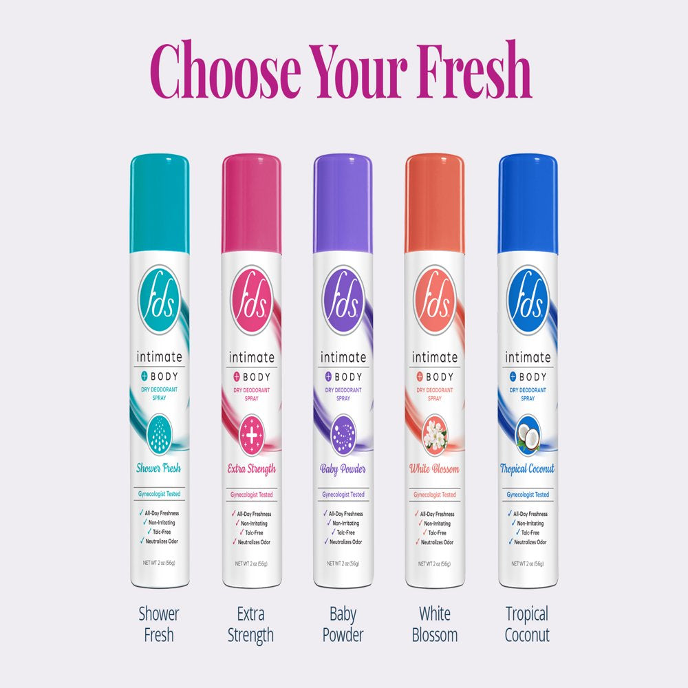 FDS Intimate + Body Dry Feminine Deodorant Spray, Tropical Coconut, 2 Oz