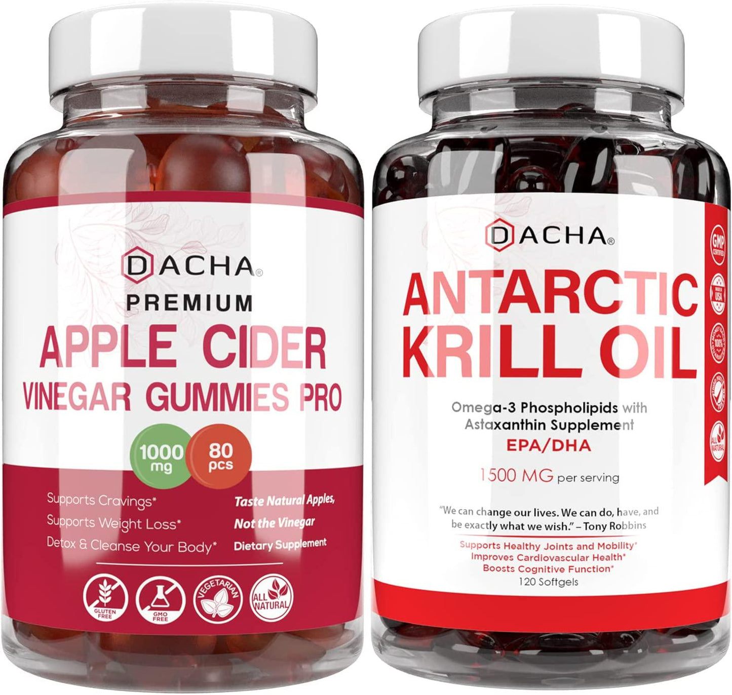 2x Advanced Immunity Detox Bundle - Apple Cider Vinegar and Krill Oil, Natural Ultra Absorption Supplements, ACV With Mother, Astaxanthin Standard EPA DHA, For Heart Health, Joint Relief, Immune Support
