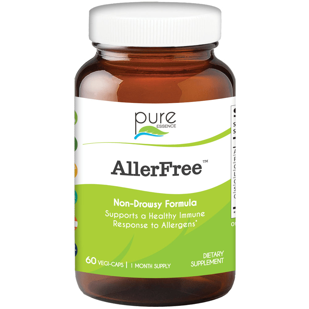 Allerfree Natural Allergy Supplement - Non Drowsy Pills for Sinus and Nasal Health Support, Seasonal Allergies by Pure Essence - 60 Capsules