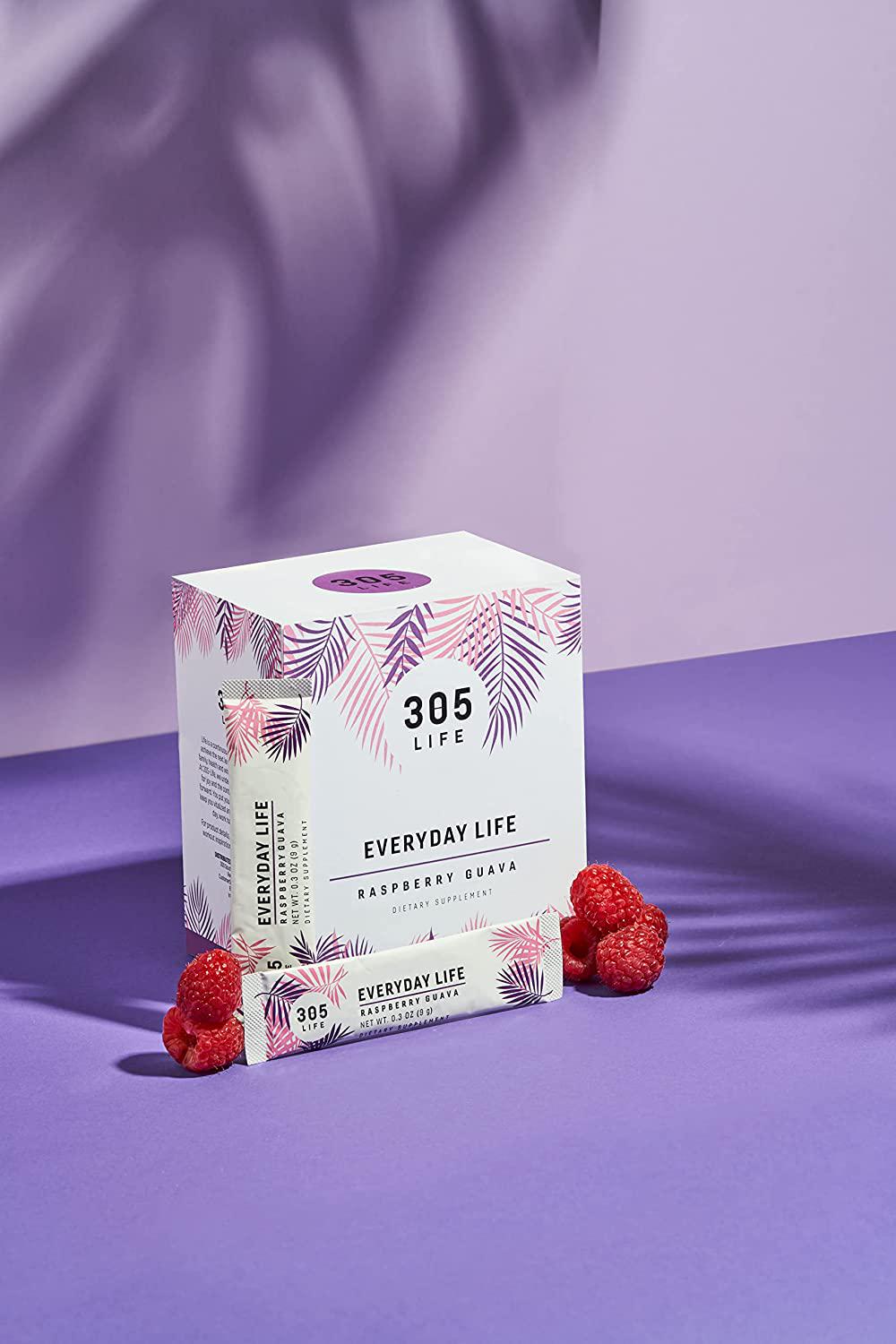 305 Life Everyday Life Raspberry Guava Powder Dietary Supplement for Men and Women 1 Box of 30 Packets