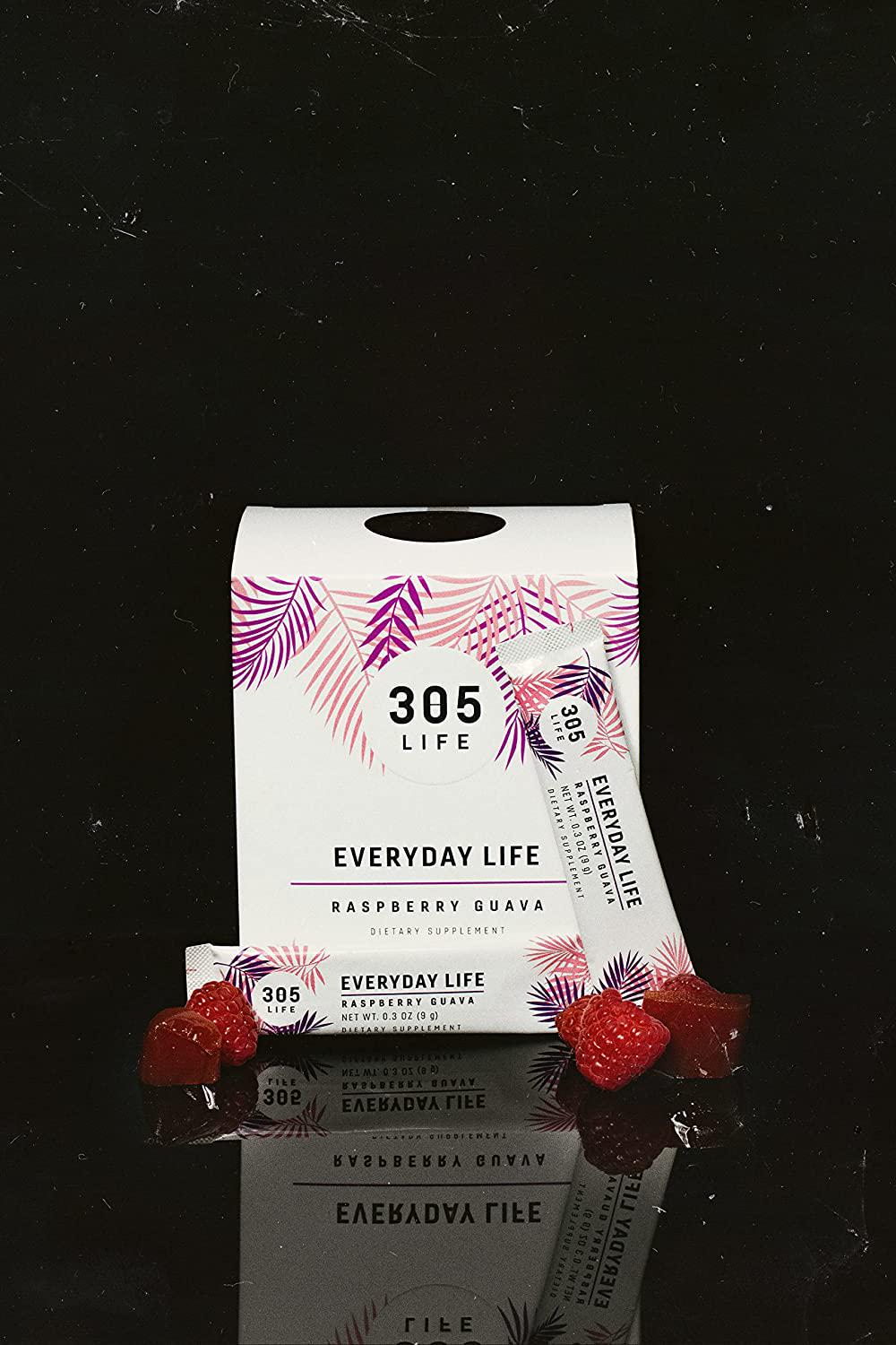 305 Life Everyday Life Raspberry Guava Powder Dietary Supplement for Men and Women 1 Box of 30 Packets