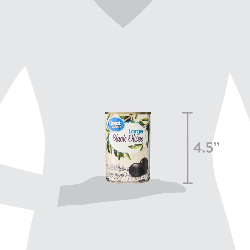 Great Value Large Pitted Black Olives, 6 Oz