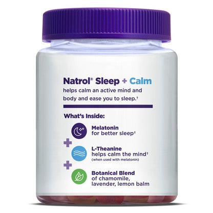 Natrol Sleep+ Calm Gummies, Sleep Aid Dietary Supplement, Strawberry, 60 Count