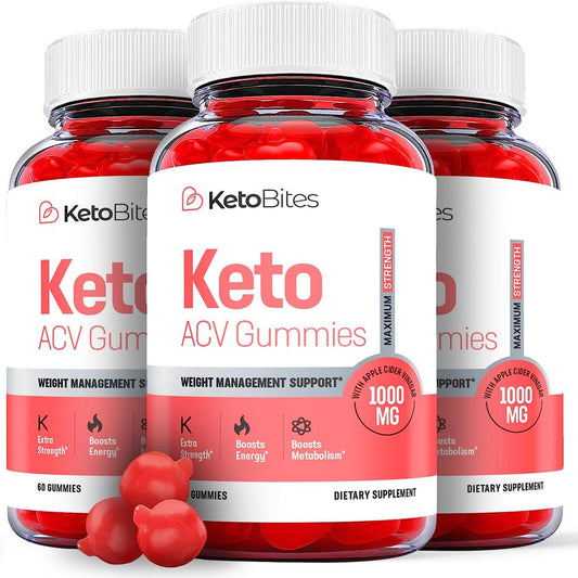 (3 Pack) Keto Bites Keto ACV Gummies - Supplement for Weight Loss - Energy & Focus Boosting Dietary Supplements for Weight Management & Metabolism - Fat Burn - 180 Gummies - Nutricity.com.au