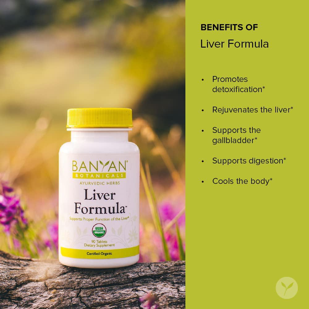 Banyan Botanicals Liver Formula – Organic Liver Support Supplement ­­With Guduchi & Punarnava – Liver Detoxifier for Optimal Liver & Gallbladder Health* – 90 Tablets – Non-Gmo Sustainably Sourced Vega