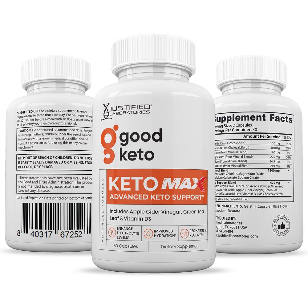 Good Keto ACV MAX Pills 1675Mg Alternative to Gummies Dietary Supplement 60 Capsules