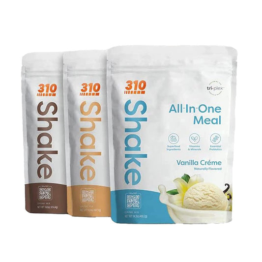 310 Nutrition All-In-One Meal Replacement Shake - New Formula with Fiber Rich Vegan Superfood Blend - Natural Sweeteners - Low Carb Shake, Keto and Paleo Friendly - Gluten Free - 26 Essential Vitamins and Minerals - Triple Flavor Pack