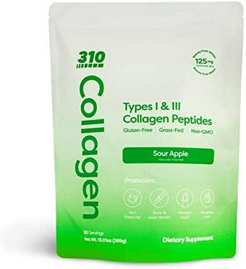 310 Nutrition - Collagen Peptides Powder - Collagen Supplement - Multi Collagen Protein with Vitamins C, D, and E - Sour Apple