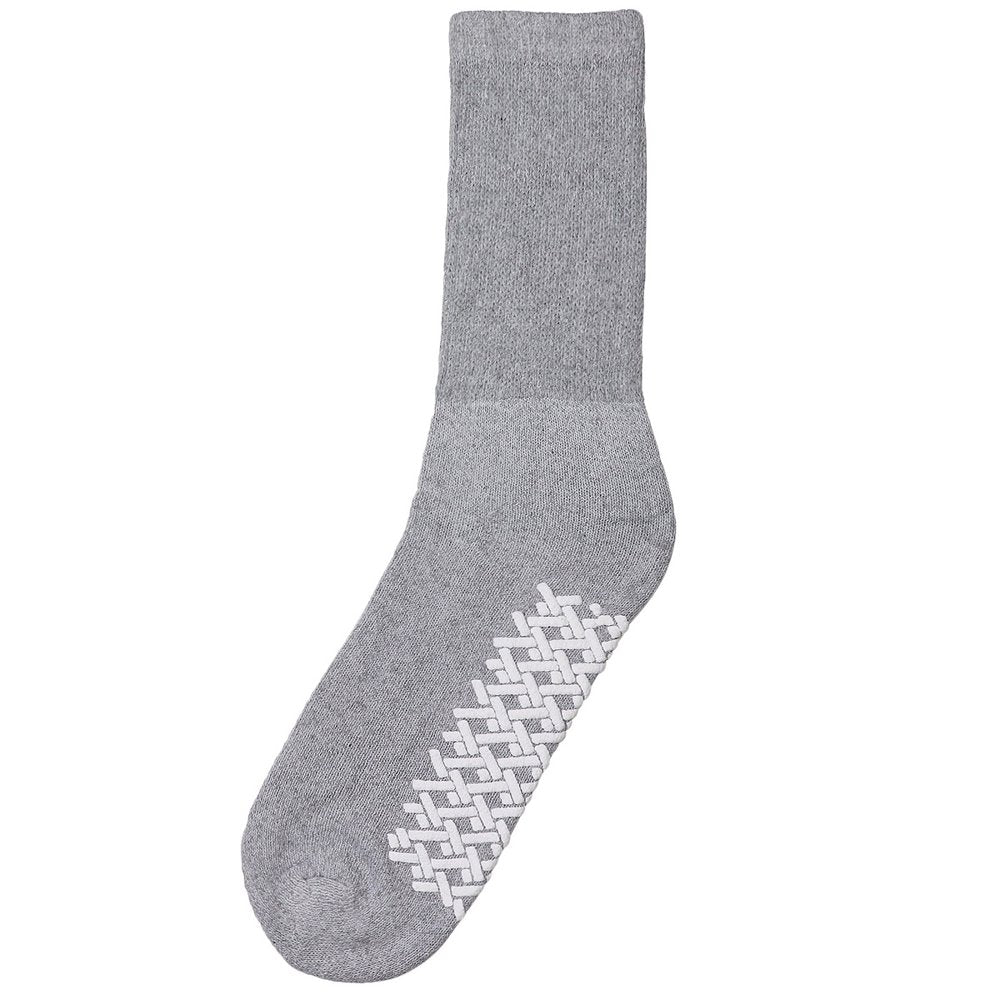 Men Women anti Slip Grip Non Skid Crew Cotton Diabetic Socks for Home Hospital 6-Pack Gray 10-13