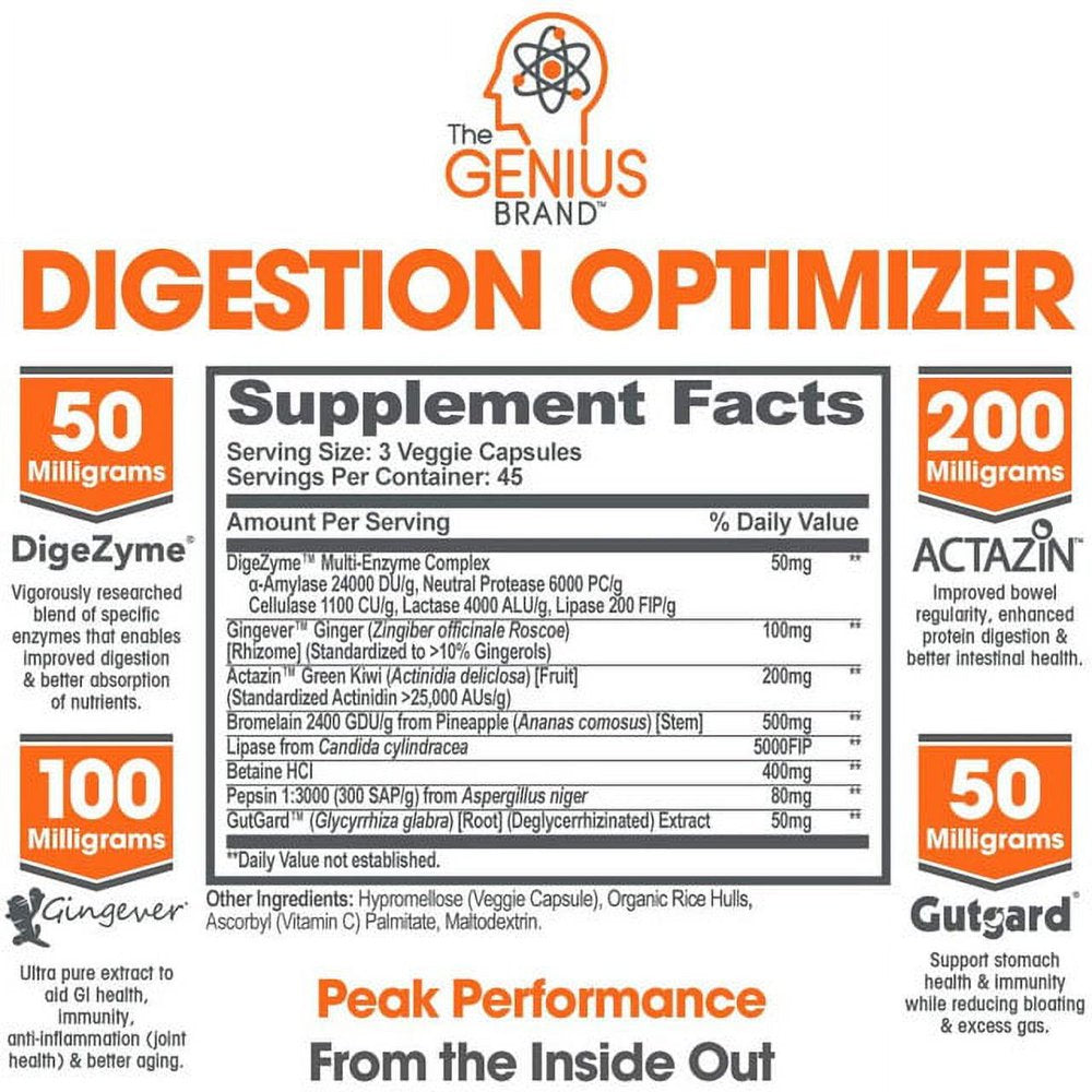 Digestive Support Supplement Supports Gut Health & Total Wellness, Genius Digestion Optimizer by the Genius Brand