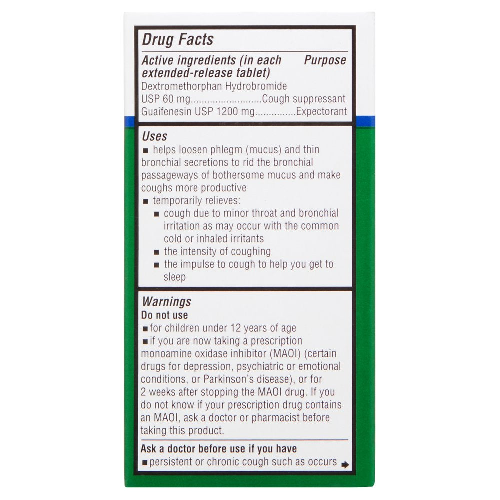 Equate Mucus Relief Max Strength, Cough Suppressant DM Tablets, 14 Count