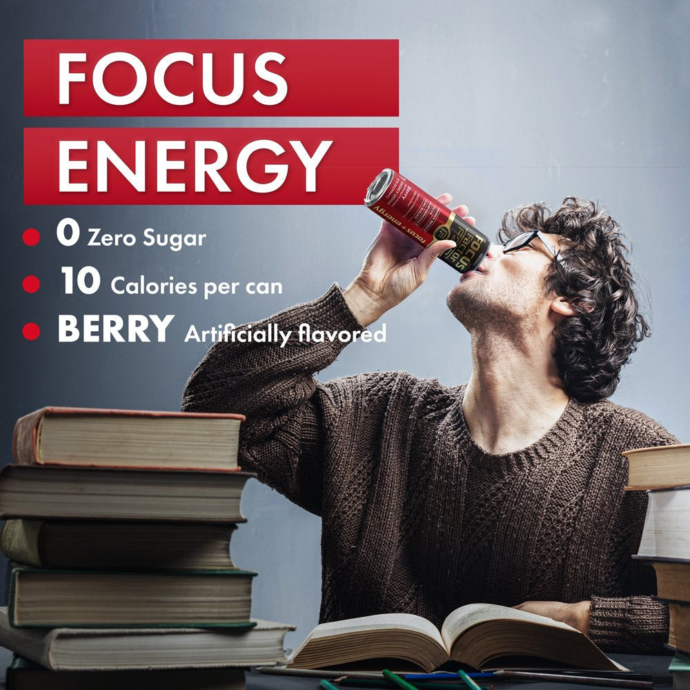Focus Factor F29 Nootropic Focus + Energy Drink (Berry Flavor) – Sugar Free, Pack of 12 – Lightly Carbonated – 10 Calories per Serving – Nootropic Beverage