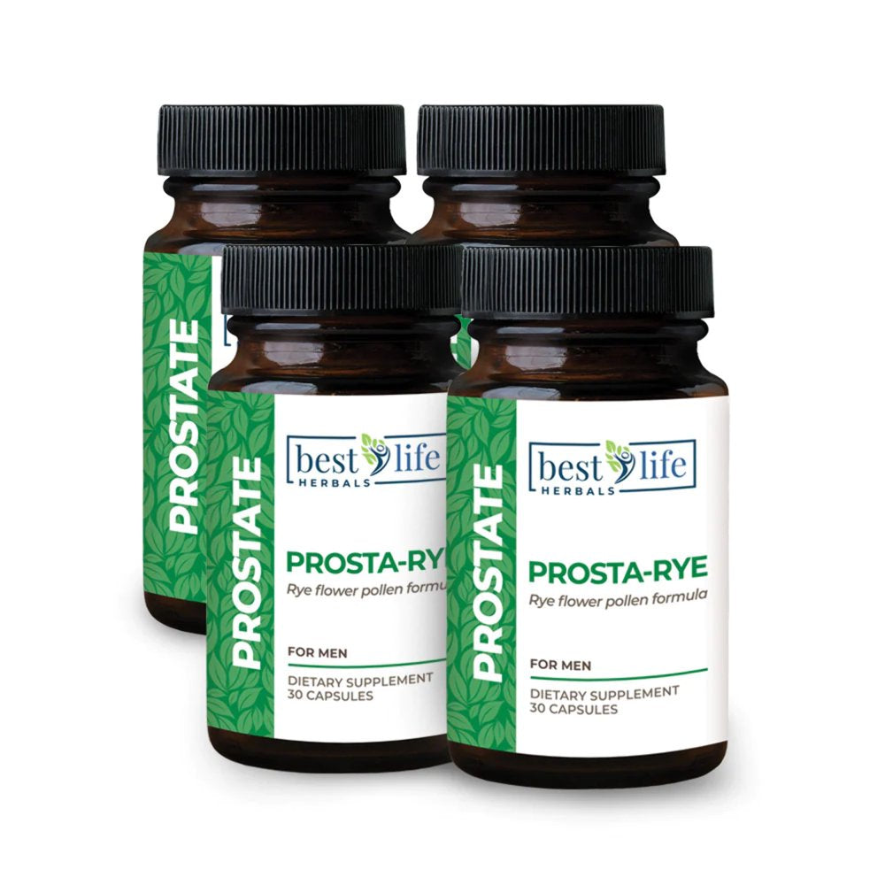 Prosta-Rye Natural Prostate Supplement for Men That Are Experiencing Enlarged Prostate, Frequent Urination, Overactive Bladder - 4 Bottles, 120 Capsules