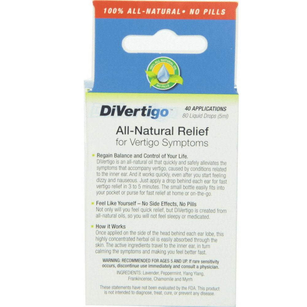 Divertigo Natural Vertigo Relief Liquid Drops, 40 Applications - 5 Ml