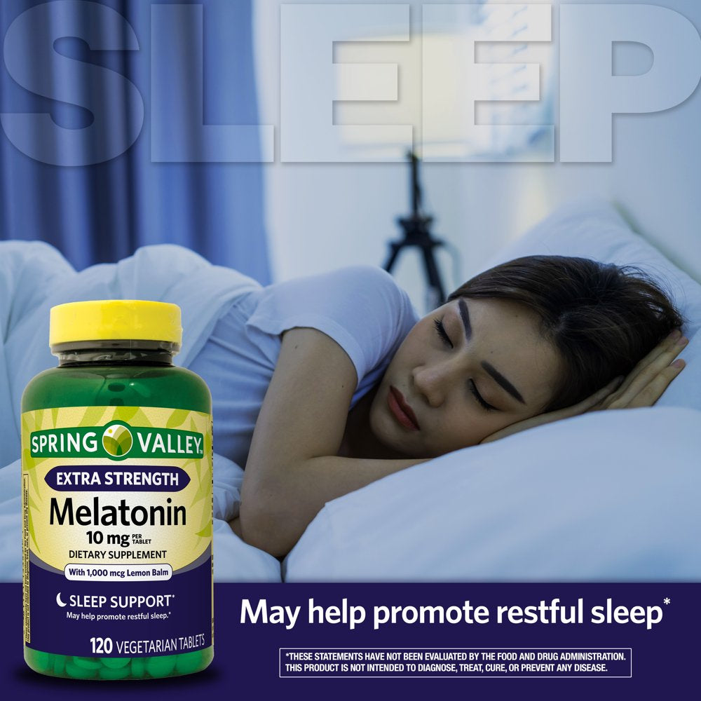 Spring Valley Extra Strength Melatonin Tablets Dietary Supplement, 10 Mg, 120 Count
