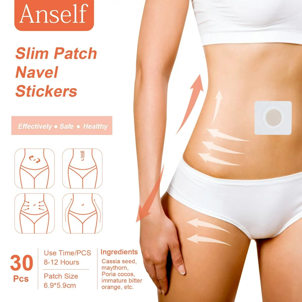 Gecheer 30Pcs Slim Patch Navel Sticker -Obesity Fat Burning for Losing Weight Abdomen Slimming Patch Paste Belly Waist