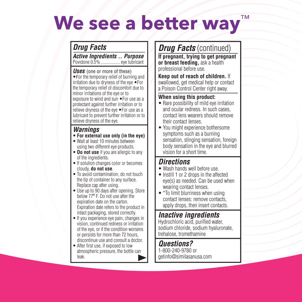 Ivizia Sterile Lubricant Eye Drops for Dry Eyes, Preservative-Free, Moisturizing, Dry Eye Relief, Contact Lens Friendly, 0.16 Oz Bottle