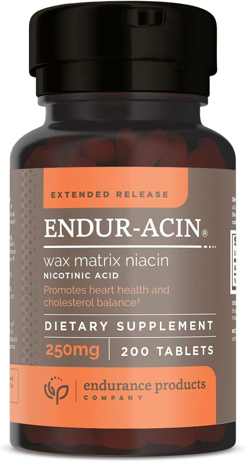 Endurance Products ENDUR-ACIN 250Mg Niacin - Extended Release for Optimal Absorption & Low-Flush Vitamin B-3, 200 Tablets - Non-Gmo, Vegan, Gluten Free Company