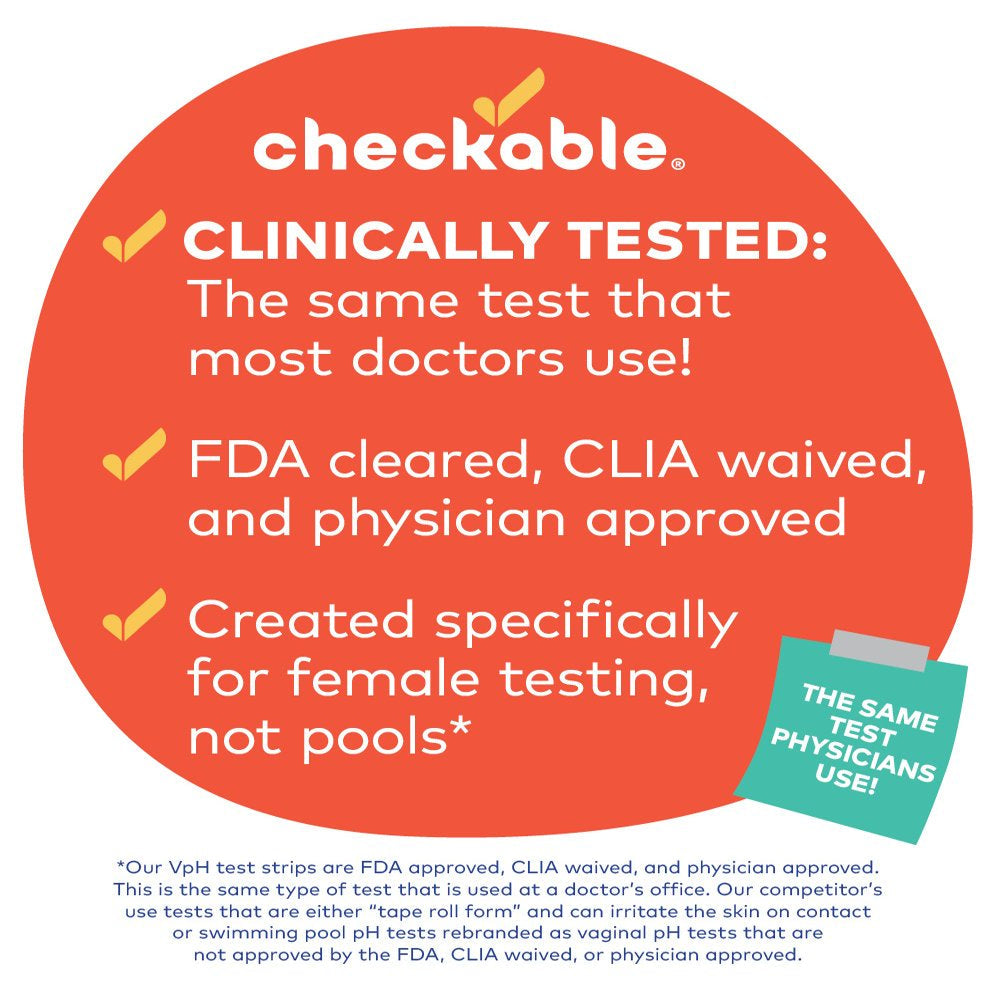 Checkable® Vaginal Ph Screening Strips, Quick Results, Vaginal Ph Balance Screening Strip and Yeast Infection Treatment for Women - 3 Count