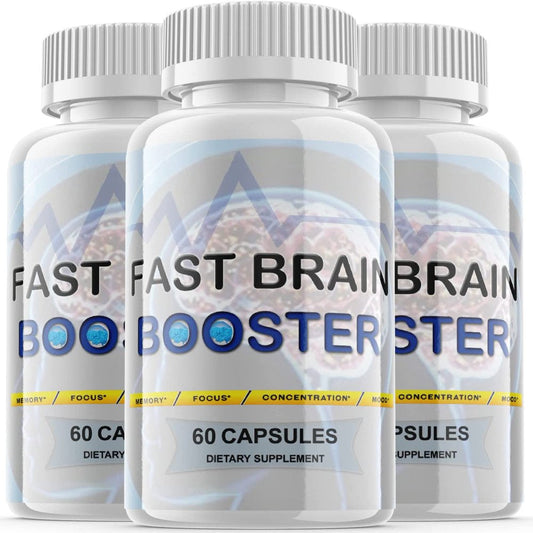 (3 Pack) Fast Brain Booster - Dietary Supplement for Focus, Memory, Clarity, & Energy - Advanced Cognitive Support Formula for Maximum Strength - 180 Capsules - Nutricity.com.au