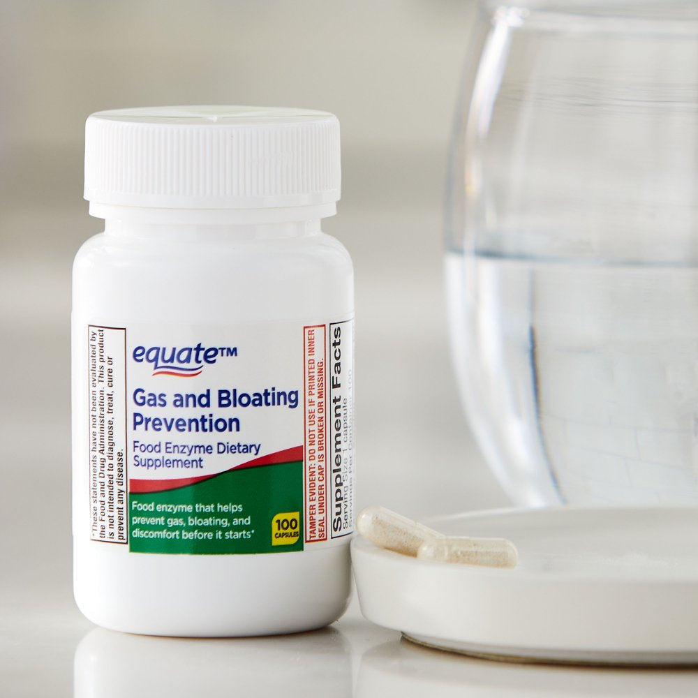 Equate Gas Relief and Prevention Food Enzyme Dietary Supplement, 100 Count