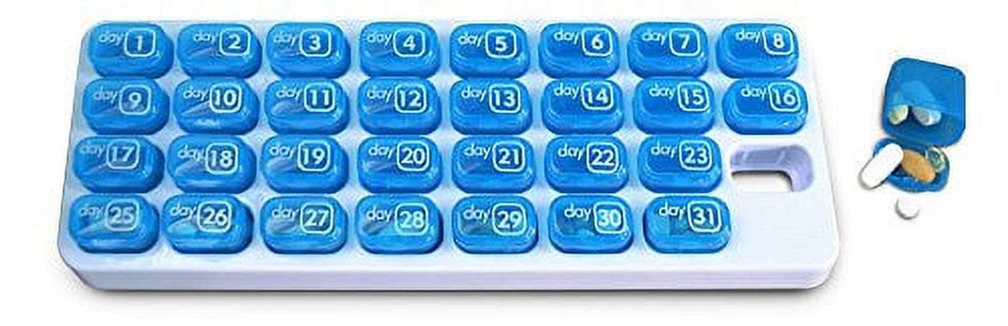 31 Day Monthly Pill Organizer Pods - Keep a Months Supply of Medications, Vitamins & Supplements Ready to Go - Great Pill Box for Travel BPA Free - Unconditional Guarantee