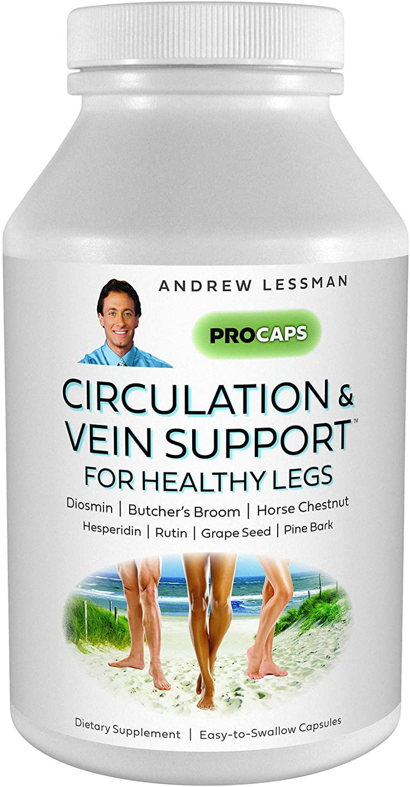 Andrew Lessman Circulation & Vein Support for Healthy Legs 60 Capsules - High Bioactivity Diosmin, Butcher'S Broom, Visibly Reduces Swelling & Discomfort in Feet, Ankles, Calves, Legs