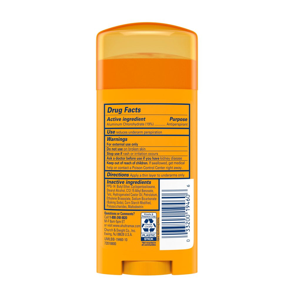 Arm & Hammer ULTRA MAX Solid Antiperspirant Deodorant, Unscented, 2.6 Oz.