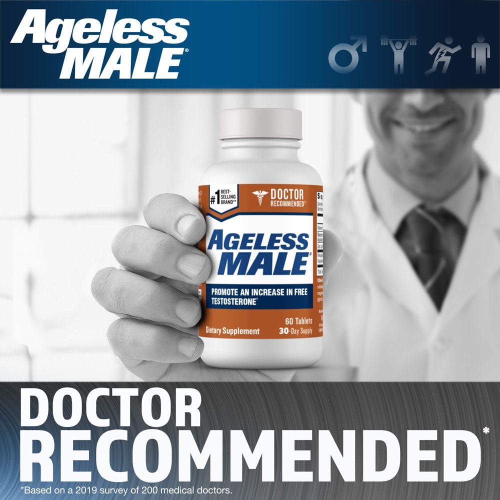 Ageless Male Free Testosterone Booster Tablets for Men, 60 Count