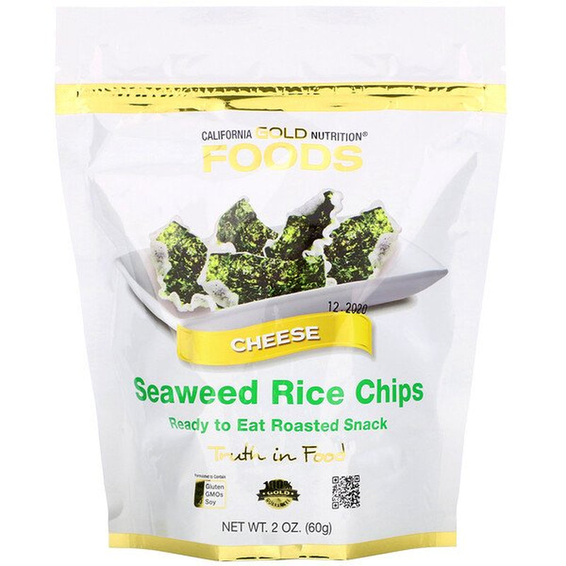 California Gold Nutrition, Seaweed Rice Chips, Cheese, 2 Oz
