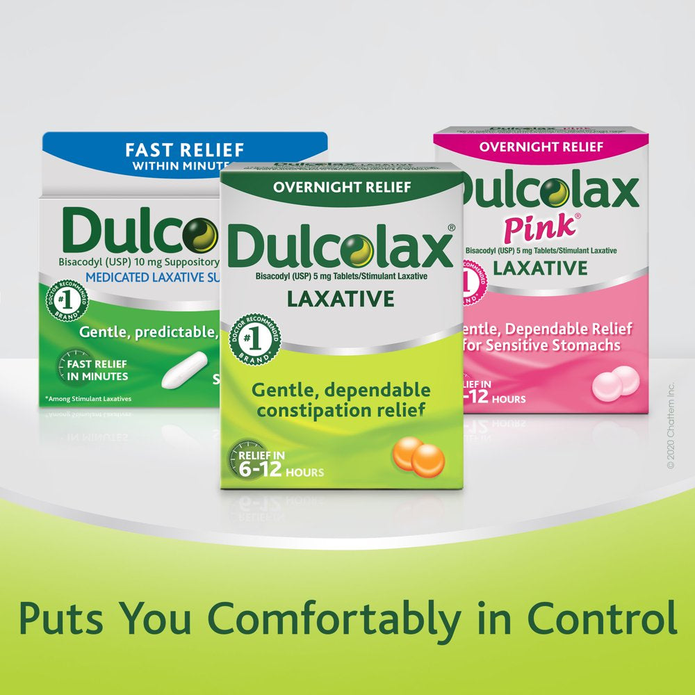 Dulcolax Stimulant Laxative, Gentle Overnight Constipation Relief, Bisacodyl 5Mg Tablets, 6 Ct