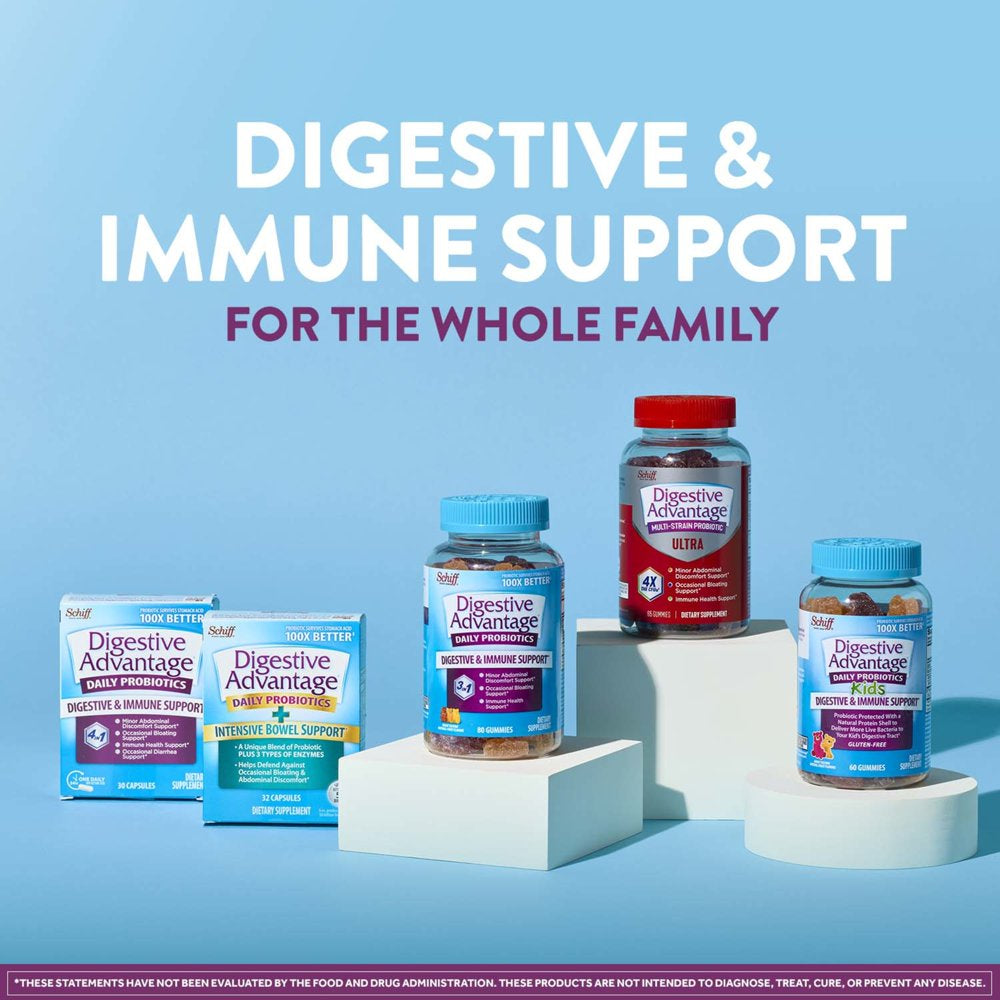 Digestive Advantage Daily Probiotic Gummies, Natural Fruit Flavors - 80 Gummies