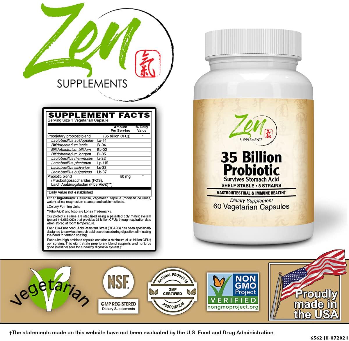 35 Billion Probiotic CFU with 8 Strains 60-Vegcaps - Sustained Release Technology, Resist Stomach Acid, Shelf Stable - Support for Healthy Digestion and Intestinal Ecology Favorable Intestinal Flora