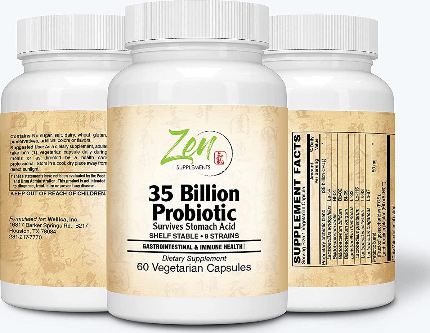 35 Billion Probiotic CFU with 8 Strains 60-Vegcaps - Sustained Release Technology, Resist Stomach Acid, Shelf Stable - Support for Healthy Digestion and Intestinal Ecology Favorable Intestinal Flora